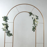 Set of 2 White Silk Rose Wedding Arch Flowers with Eucalyptus Leaves, Artificial