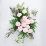 Artificial Wedding Arch Flowers – Blush Rose & Chrysanthemum Swag with Greenery and Palm#whtbkgd