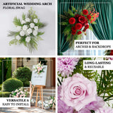 Artificial Wedding Arch Flowers – Lavender Lilac Rose & Chrysanthemum Swag with Greenery Palm Leaves