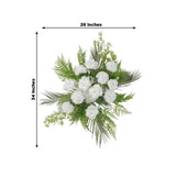 Artificial Wedding Arch Flowers – Ivory Rose & Chrysanthemum Swag with Greenery and Palm Leaves