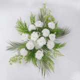 Artificial Wedding Arch Flowers – Ivory Rose & Chrysanthemum Swag with Greenery and Palm#whtbkgd
