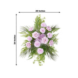 Artificial Wedding Arch Flowers – Lavender Lilac Rose & Chrysanthemum Swag with Greenery Palm Leaves