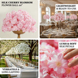 Silk cherry blossom flower ball 20” in elegant event settings.