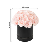 Blush Prearranged Rose Centerpiece Arrangement, 27pcs Roses with Black Round Gift Box