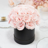 Blush Prearranged Rose Centerpiece Arrangement, 27pcs Roses with Black Round Gift Box