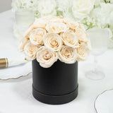 Ivory  Prearranged Rose Centerpiece Arrangement, 27pcs Roses with Black Round Gift Box