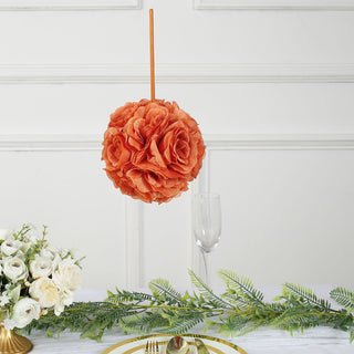 Elevate Your Event Decor with Terracotta (Rust) Silk Rose Kissing Balls