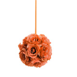 2 Pack 7inch Terracotta Rust Artificial Silk Rose Kissing Ball, Faux Flower Ball