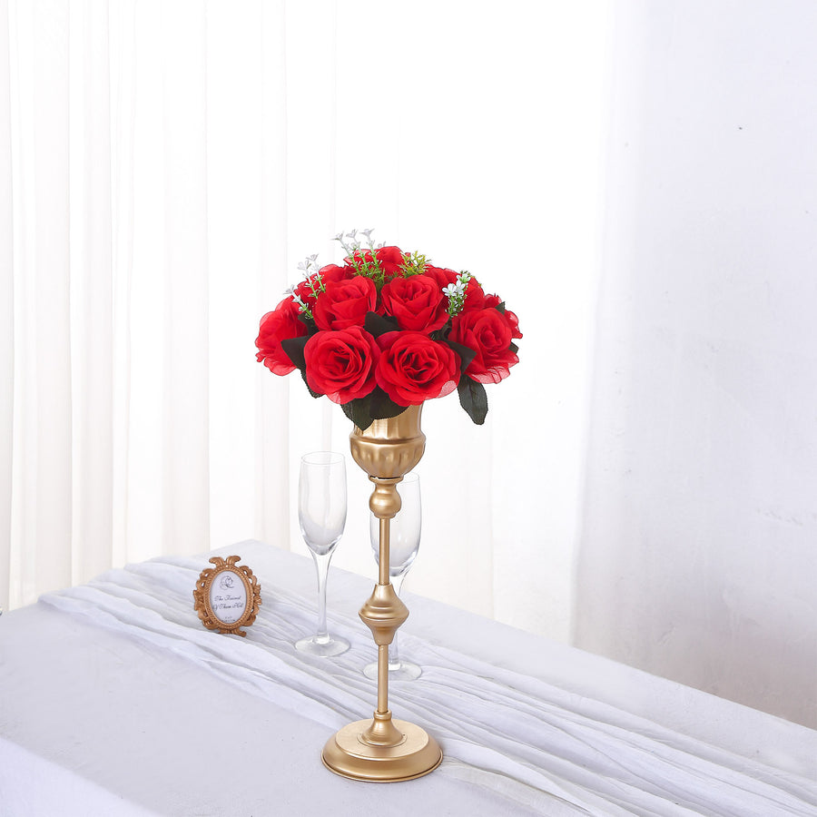 2 Pack Red Silk Rose Flower Balls For Centerpieces, Artificial Kissing Balls