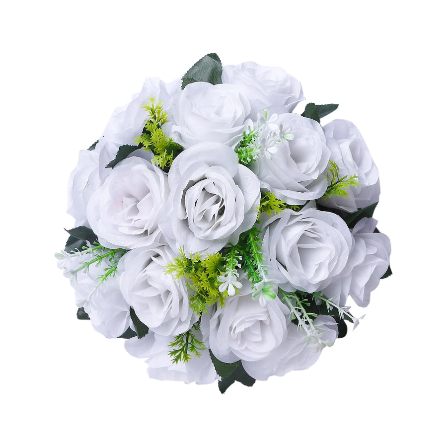 2 Pack White Silk Rose Flower Balls For Centerpieces, Artificial Kissing Balls#whtbkgd