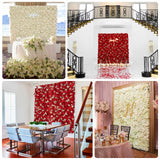 8ftx4ft Roll Up Artificial Flower Wall Panel Backdrop with White Silk Roses