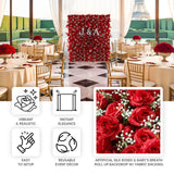 Artificial Flower Wall Panel Backdrop – Roll Up 8ftx4ft with Red Silk Roses