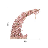 Pink floral arch with dimensions 6.5 ft x 5 ft for events or decor.