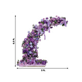 Purple floral arch, 6.5 ft tall and 5 ft wide, perfect for events or weddings.