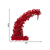 Red floral arch decoration, 6.5 ft tall and 5 ft wide, perfect for events.
