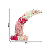 Floral arch arrangement in pink and white roses, 6.5 ft tall and 5 ft wide.