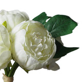 5 Flower Head Cream Peony Bouquet | Artificial Silk Peonies Spray#whtbkgd