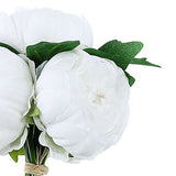 5 Flower Head White Peony Bouquet | Artificial Silk Peonies Spray#whtbkgd