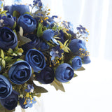 4 Pack 12inch Artificial Navy Blue Ranunculus Silk Flower Bridal Bouquets, Faux Buttercup#whtbkgd