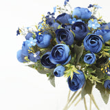 4 Pack 12inch Artificial Navy Blue Ranunculus Silk Flower Bridal Bouquets, Faux Buttercup Floral