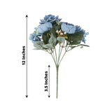 2 Pack 12inch Dusty Blue Silk Assorted Peony Flower Arrangements, Artificial Floral Bouquets