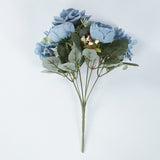 2 Pack 12inch Dusty Blue Silk Assorted Peony Flower Arrangements, Artificial Floral Bouquets