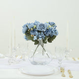 2 Pack 12inch Dusty Blue Silk Assorted Peony Flower Arrangements, Artificial Floral Bouquets