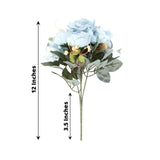 2 Pack 12inch Light Blue Silk Assorted Peony Flower Arrangements, Artificial Floral Bouquets