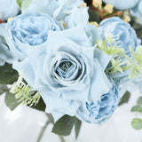 2 Pack 12inch Light Blue Silk Assorted Peony Flower Arrangements, Artificial Floral Bouquets#whtbkgd