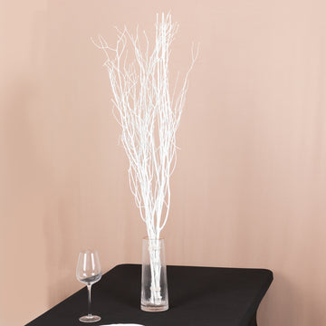 6 Pack White Extra Long Willow Tree Branches, 46" Natural Dried Birch Twigs Sticks Vase Fillers