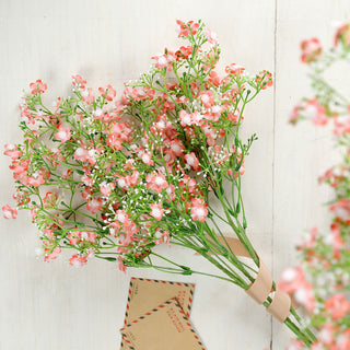 Coral Artificial Silk Babys Breath Gypsophila Flowers - Add Delicate Charm to Your Event Decor