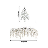 White cherry blossom garland with cascading floral branches on a white background