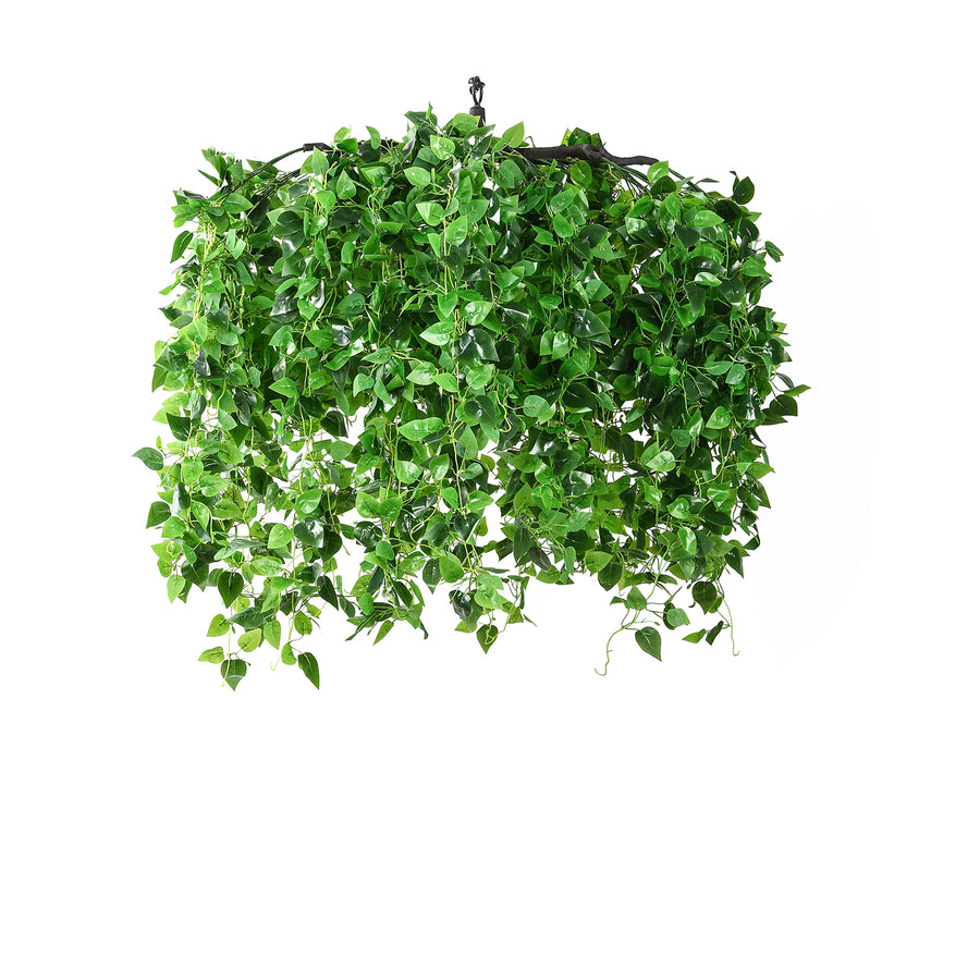 46" Green Artificial Eucalyptus Leaf Vines Ceiling Canopy, Round Draping Ivy Leaves