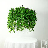 46" Green Artificial Eucalyptus Leaf Vines Ceiling Canopy, Round Draping Ivy Leaves