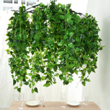 46" Green Artificial Eucalyptus Leaf Vines Ceiling Canopy, Round Draping Ivy Leaves