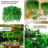 46" Green Artificial Eucalyptus Leaf Vines Ceiling Canopy, Round Draping Ivy Leaves