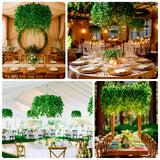 46" Green Artificial Eucalyptus Leaf Vines Ceiling Canopy, Round Draping Ivy Leaves