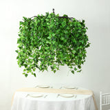 46" Green Artificial Eucalyptus Leaf Vines Ceiling Canopy, Round Draping Ivy Leaves