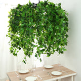 46" Green Artificial Eucalyptus Leaf Vines Ceiling Canopy, Round Draping Ivy Leaves