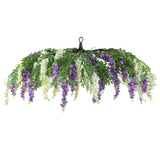 55inch Cream Purple Artificial Silk Wisteria Vine Round Hanging Canopy, Draping Garland Flower