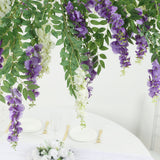 55inch Cream Purple Artificial Silk Wisteria Vine Round Hanging Canopy, Draping Garland Flower