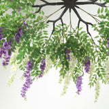 55inch Cream Purple Artificial Silk Wisteria Vine Round Hanging Canopy, Draping Garland Flower