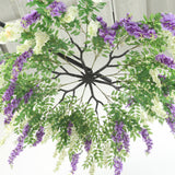 55inch Cream Purple Artificial Silk Wisteria Vine Round Hanging Canopy, Draping Garland Flower