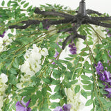 55inch Cream Purple Artificial Silk Wisteria Vine Round Hanging Canopy, Draping Garland Flower