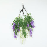 55inch Cream Purple Artificial Silk Wisteria Vine Round Hanging Canopy, Draping Garland#whtbkgd