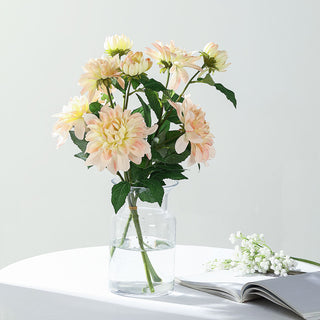 Add a Touch of Elegance with Blush Cream Artificial Dahlia Silk Flower Stems