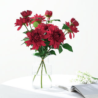 Add a Touch of Elegance with Burgundy Artificial Dahlia Silk Flower Stems