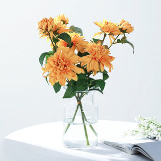 Brighten Your Space with Vibrant Orange Dahlia Silk Flower Stems