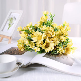 Elevate Your Décor with Yellow Artificial Silk Daisy Flower Bouquet Branches
