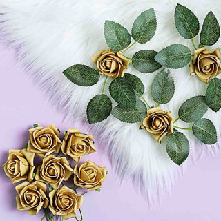 Create a Luxurious Atmosphere with Gold Artificial Foam Roses